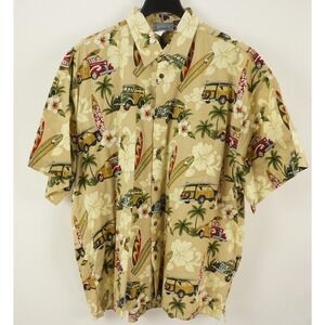High Seas Trading Co USA Mens 4XL Tan 50s Station Wagon Surfboard Hawaiian Shirt